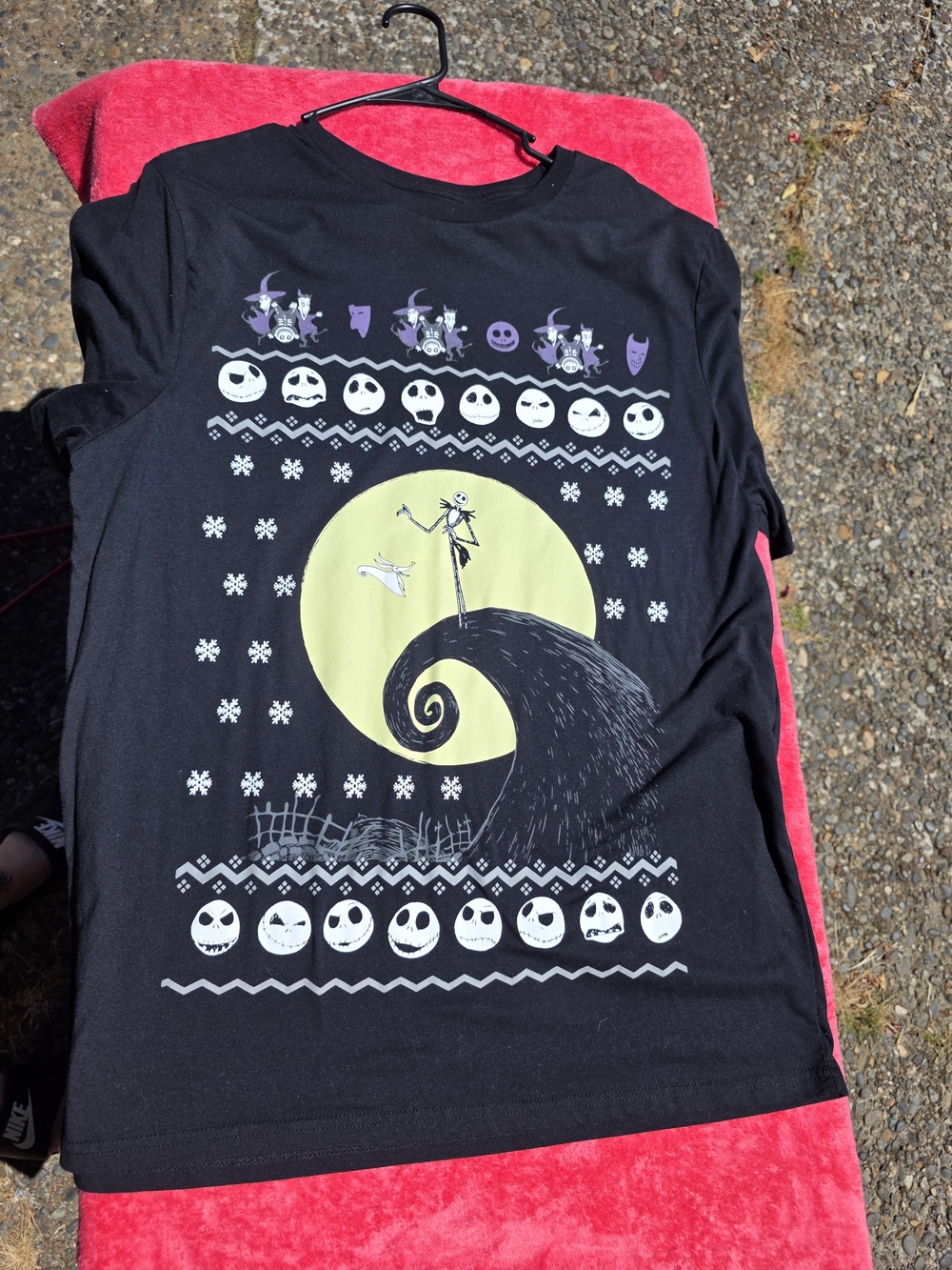 Disney Nightmare Before Christmas Black Long Sleeve Tee with Pale Yellow Moon
